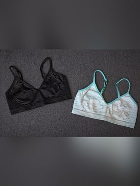 Justice Girls Training Bra Bundle Sz 30 (7/8) Black & Teal Soft Bras 2 Pack